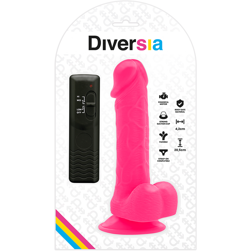 DIVERSIA - FLEKSIBILEN VIBRACIJSKI DILDO ROZA 20,5 CM -O- 4,2 CM