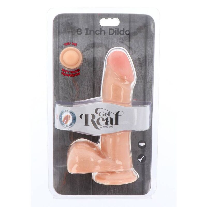 GET REAL - DILDO Z DVOJNO GOSTOTO 18 CM KROGLICE KOŽA