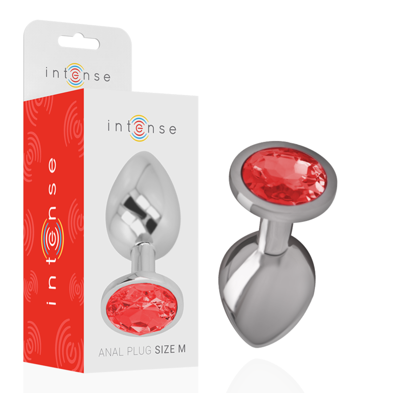 Analni čep Intense Aluminium Metal with Red Heart, M