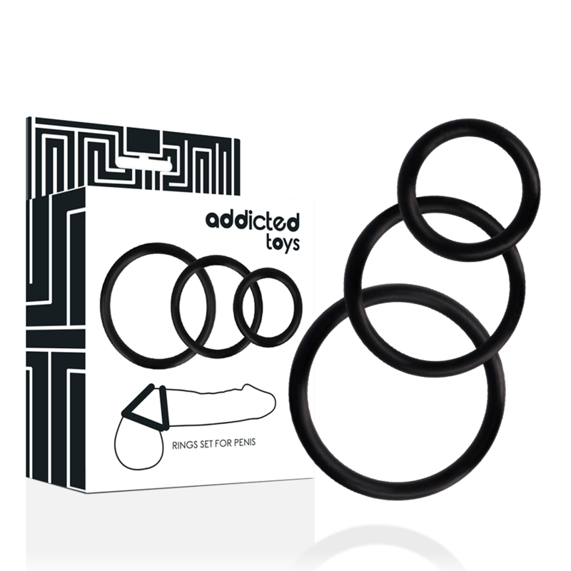 Komplet obročkov za penis Addicted Toys - Rings Set, črna