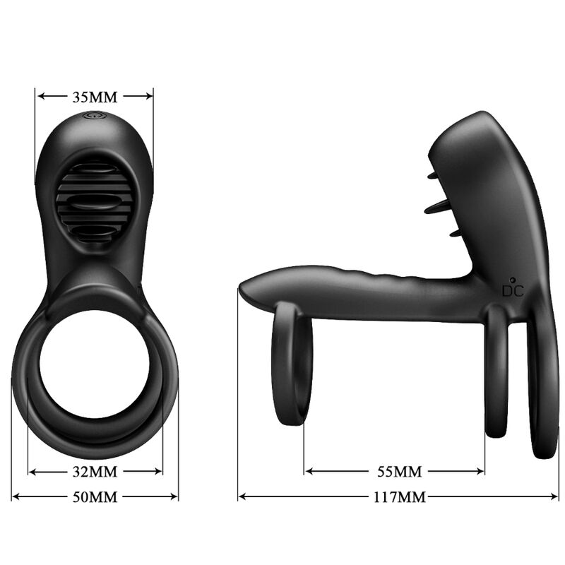 PRETTY LOVE - JAMMY PENIS SHEATH 12 VIBRACIJ S POLNILNIM SILIKONSKIM JEZIKOM