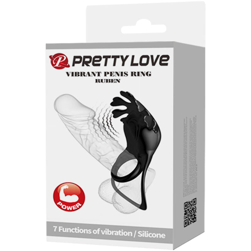 PRETTY LOVE - RUBEN VIBRACIJSKI OBROČ 7 VIBRACIJ ČRNI SILIKON