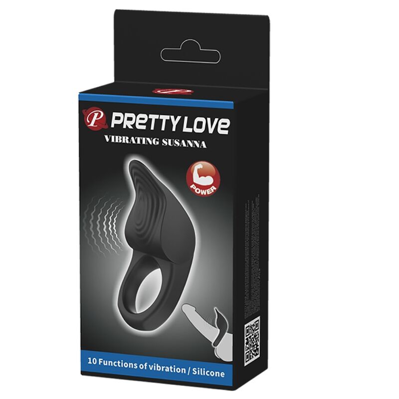 PRETTY LOVE - SUSANNA VIBRACIJSKI OBROČEK ZA PENIS ČRN