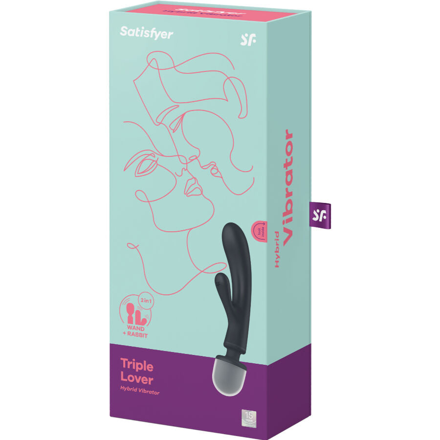 Masažni & rabbit vibrator Satisfyer - Triple Lover, roza