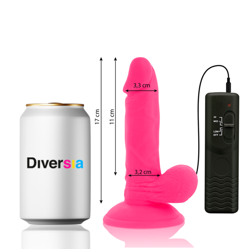 DIVERSIA - PRILAGODLJIV VIBRACIJSKI DILDO ROZA 17 CM -O- 3,3 CM