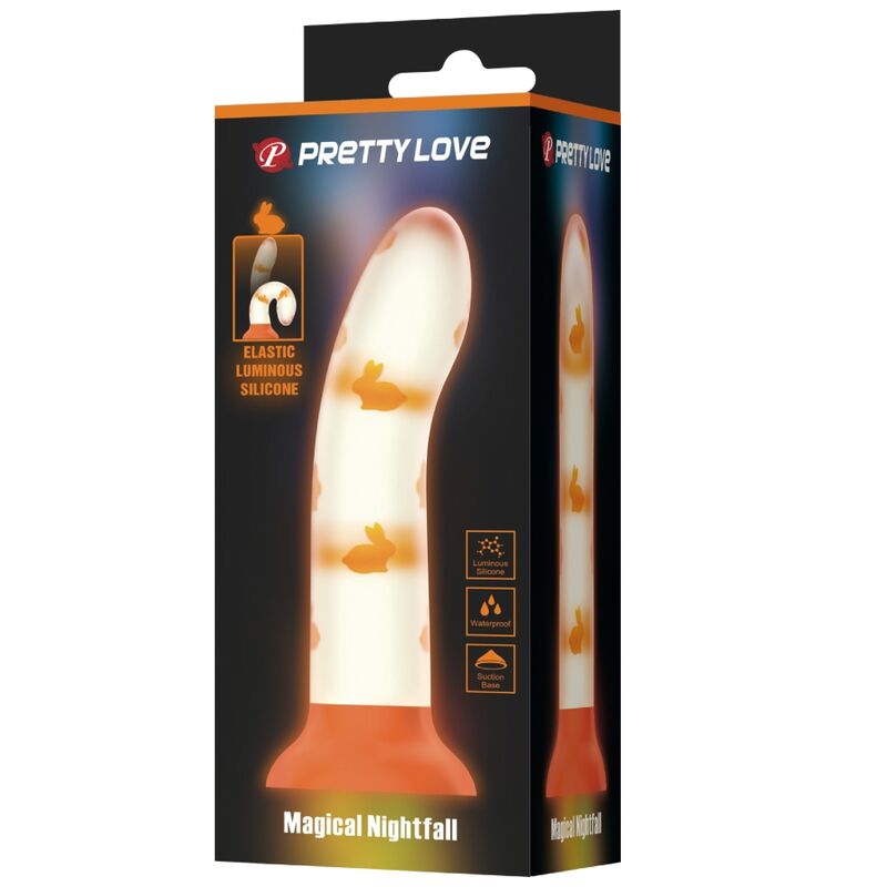 PRETTY LOVE - MAGIČNI NOČNI PADEC DILDO BREZ VIBRACIJ SVETLEČE ORANŽNE BARVE
