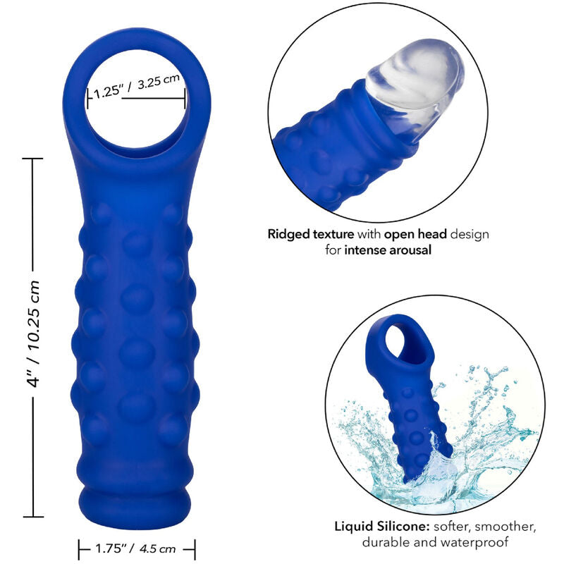 CALEXOTICS - ADMIRALSKI POKROVČEK ZA PENIS S KROGLICAMI TEKOČI SILIKON MODRI