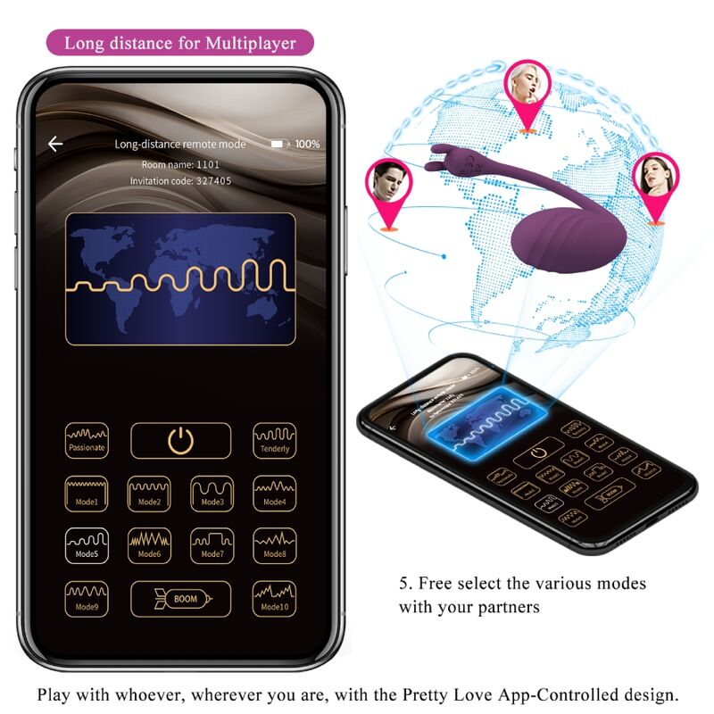 PRETTY LOVE - CATALINA VIBRATOR APP DALJINSKI UPRAVLJALNIK VIJOLIČNA