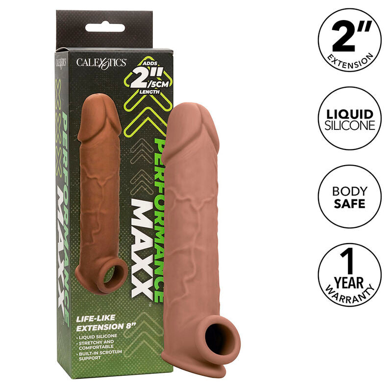 CALEXOTICS - PERFORMANCE MAXX LIFE-LIKE PODALJŠEK 8 RJAVA KOŽA