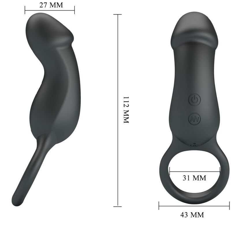 Vibracijski obroček za penis Pretty Love - Trae, črna