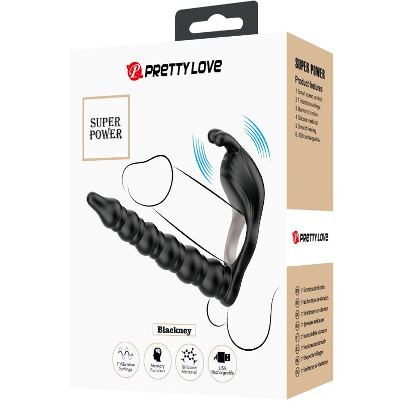 Analni vibrator z obročkom Pretty Love - Blackney, črna