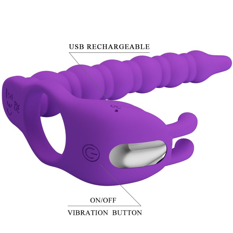 Analni vibrator z obročkom Pretty Love - Blackney, lila