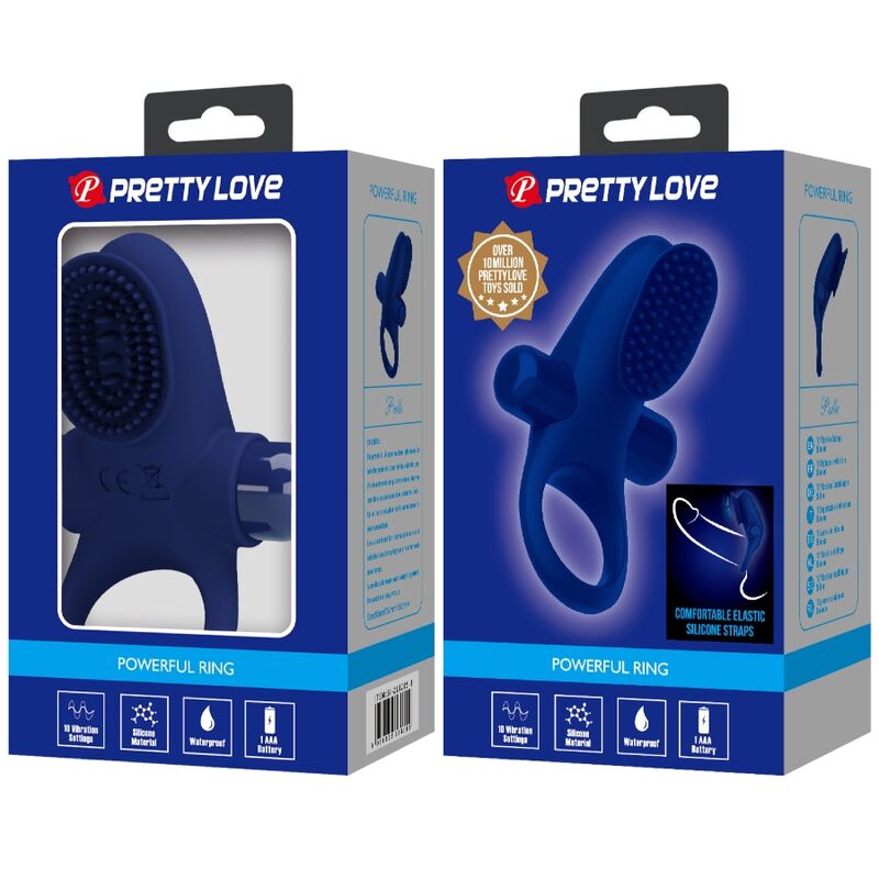PRETTY LOVE - PRSTAN PALLE Z MODRO VIBRACIJO