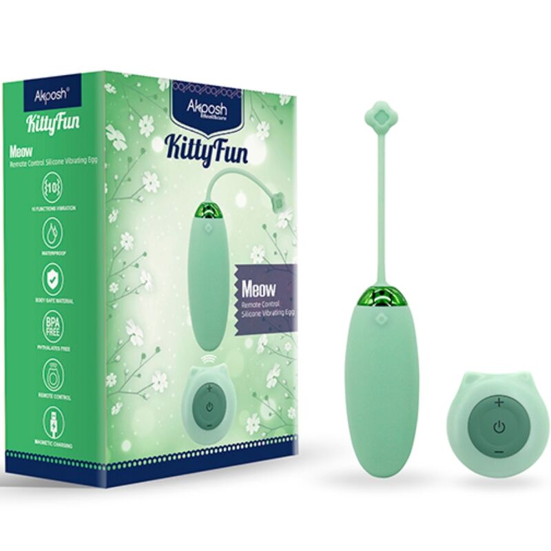ARMONY - KITTY FUN EGG VIBRATOR DALJINSKI UPRAVLJALNIK 10 VIBRACIJ ZELENA