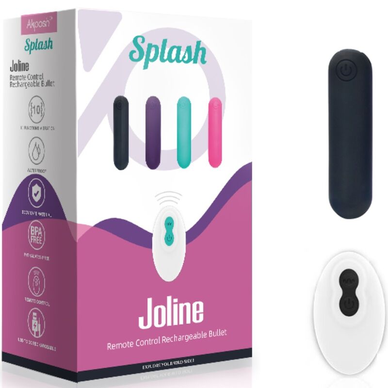 Bullet vibrator z daljincem Splash - Joline, 65 x 15 cm, črna