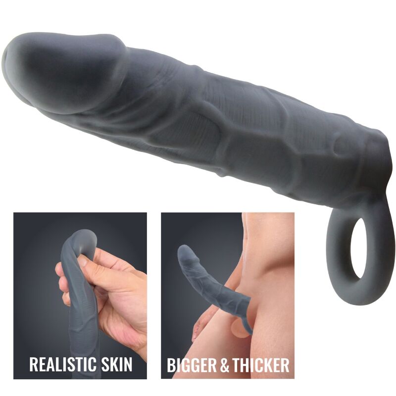 PRETTY LOVE - REALISTIČNA KOŽA PENIS ROKAV TEMNO SIVA