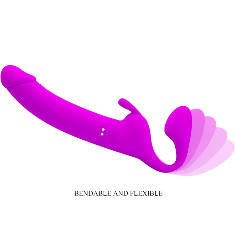 PRETTY LOVE - ZANINI STRAPLESS STRAP-ON 10 VIBRACIJ VIJOLIČNA