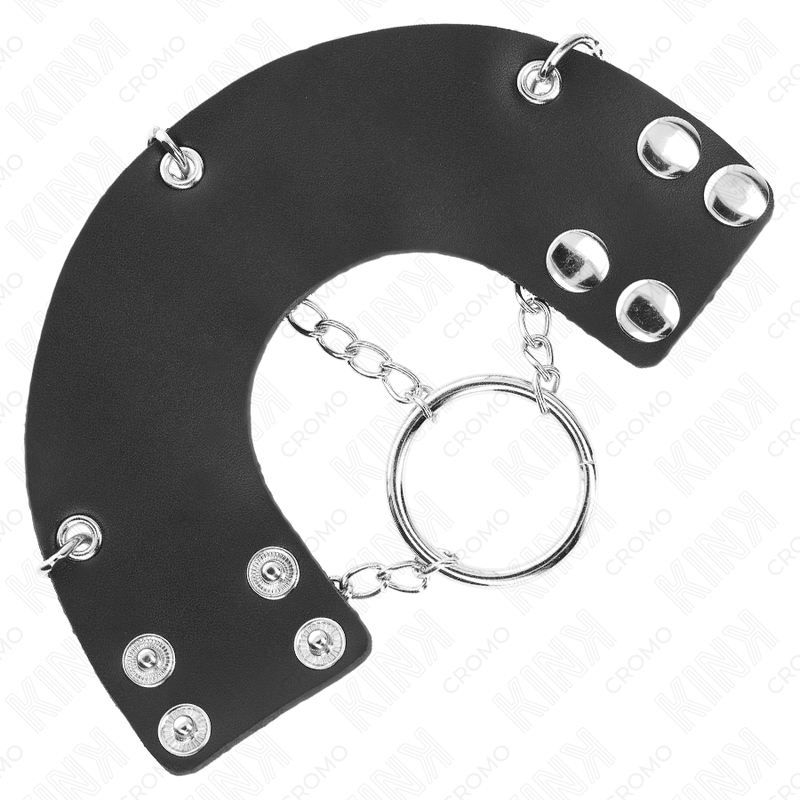 KINK - OBROČEK ZA PENIS 4 CM VERIŽICA 7 CM KOVINA Z USNJENIM PASOM