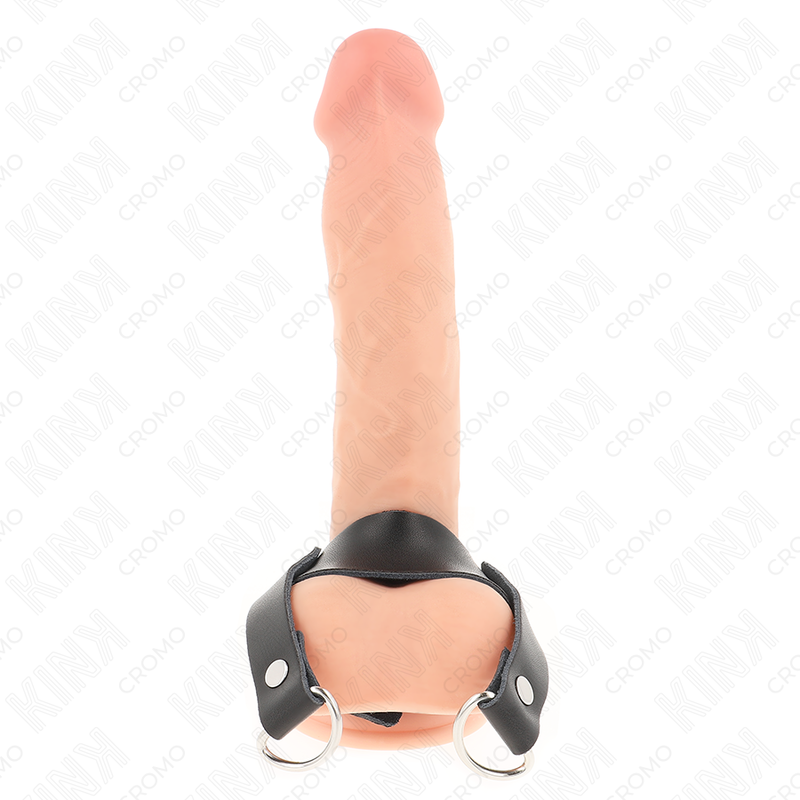 KINK - OBROČEK ZA PENIS Z OBROČKI V OBLIKI ČRKE "D" 18,5 X 3,3 CM