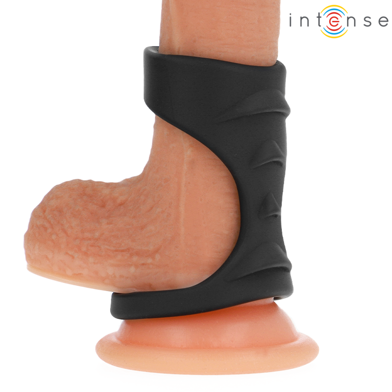 INTENZIVEN - THEO DVOJNI SILIKONSKI OBROČEK ZA PENIS ČRN MODEL 3