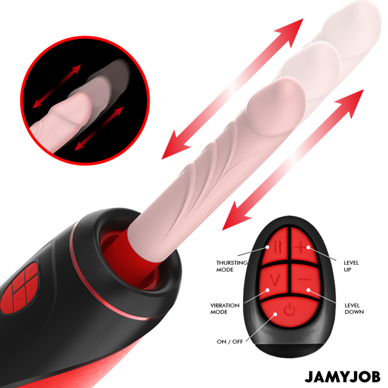 JAMYJOB - PYSTON BASE AVTOMATSKI MASTURBATOR Z DALJINSKIM UPRAVLJALNIKOM DILDO