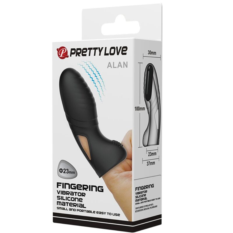 PRETTY LOVE - ALAN SILIKONSKI VIBRATOR S PRSTOM ČRN