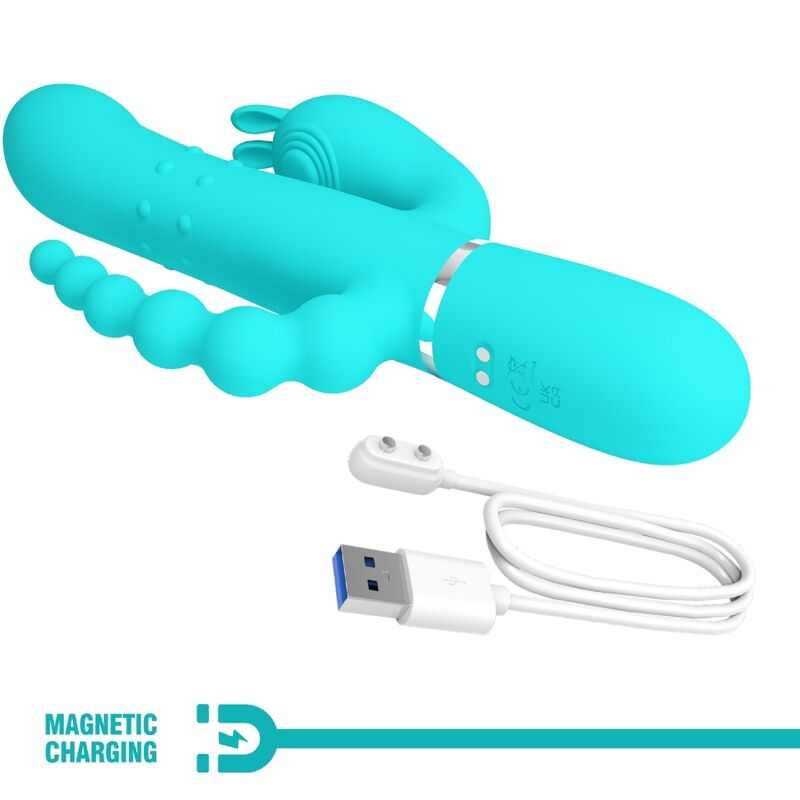 PRETTY LOVE - CAMMY 4 IN 1 MULTIFUNCTION TRIPPLE RABBIT VIBRATOR BLUE