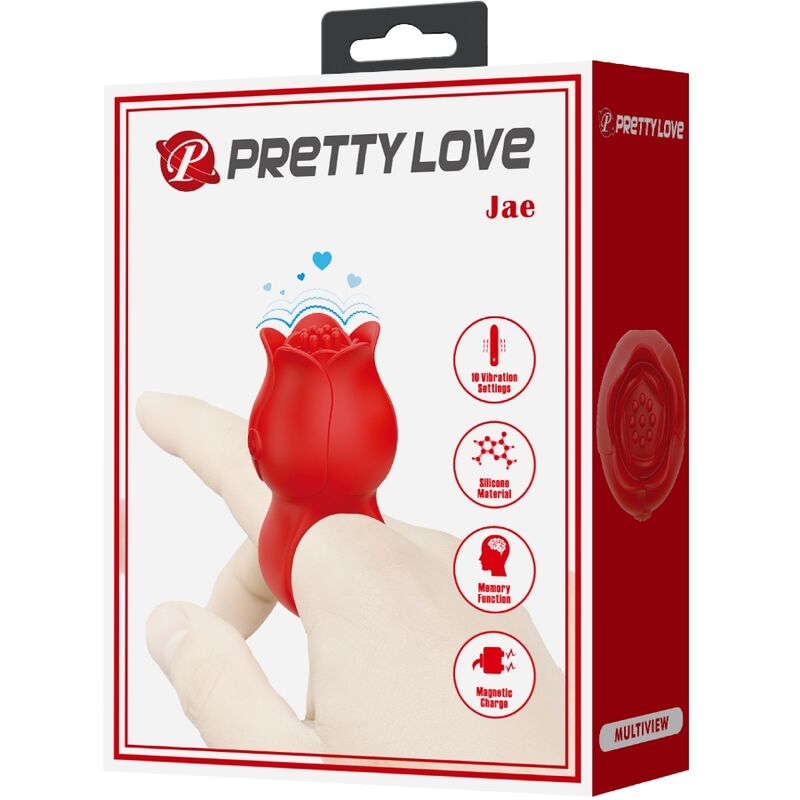 PRETTY LOVE - JAE VIBRATOR ZA PRST V OBLIKI VRTNICE 10 VIBRACIJ RDEČA