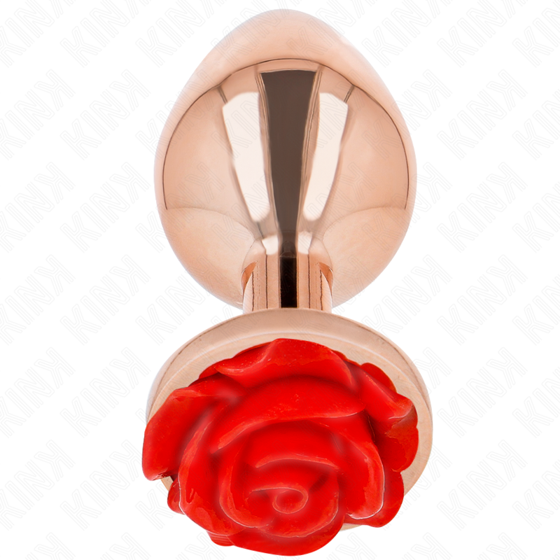 Rose Gold analni čep z rdečo vrtnico Kink, L