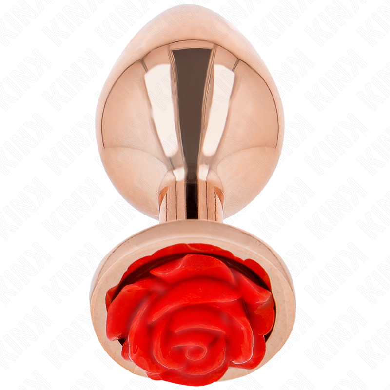 Rose Gold analni čep z rdečo vrtnico Kink, M