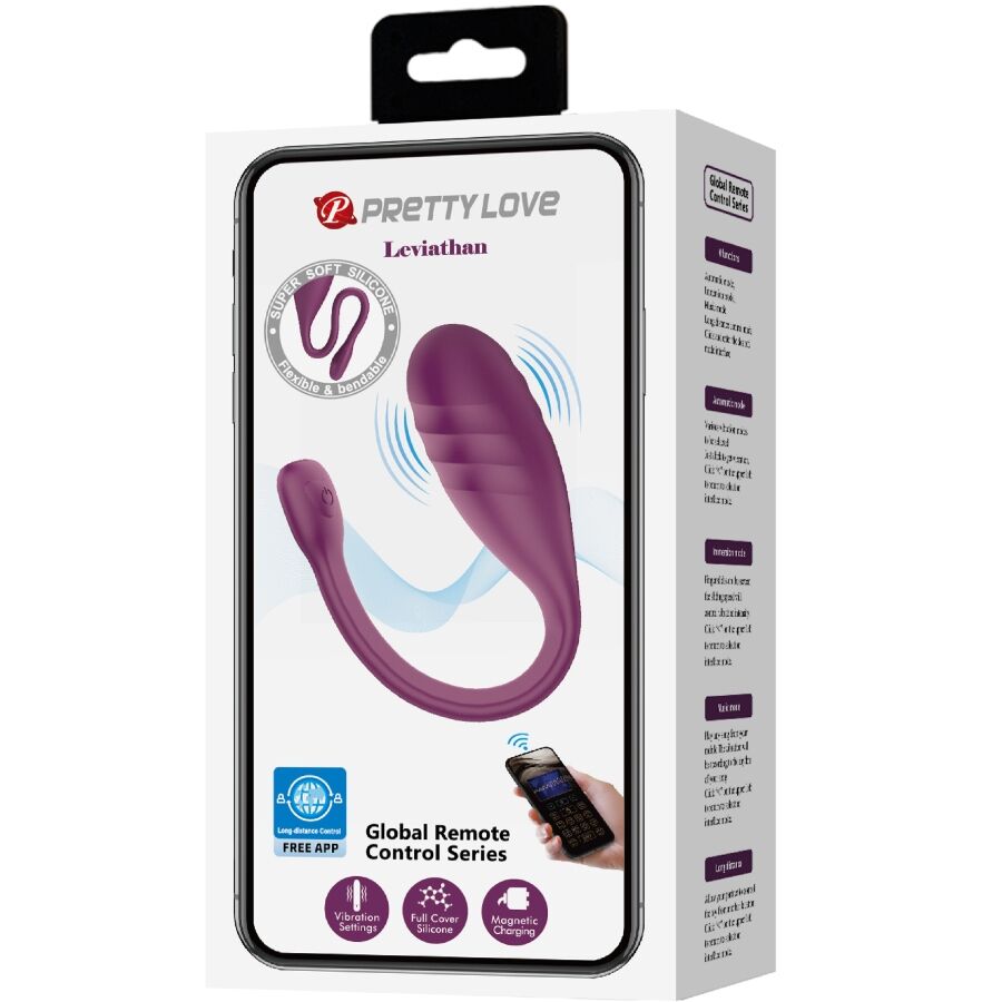 PRETTY LOVE - LEVIATHAN VIBRATOR Z NADZOROM APLIKACIJE VIJOLIČNA