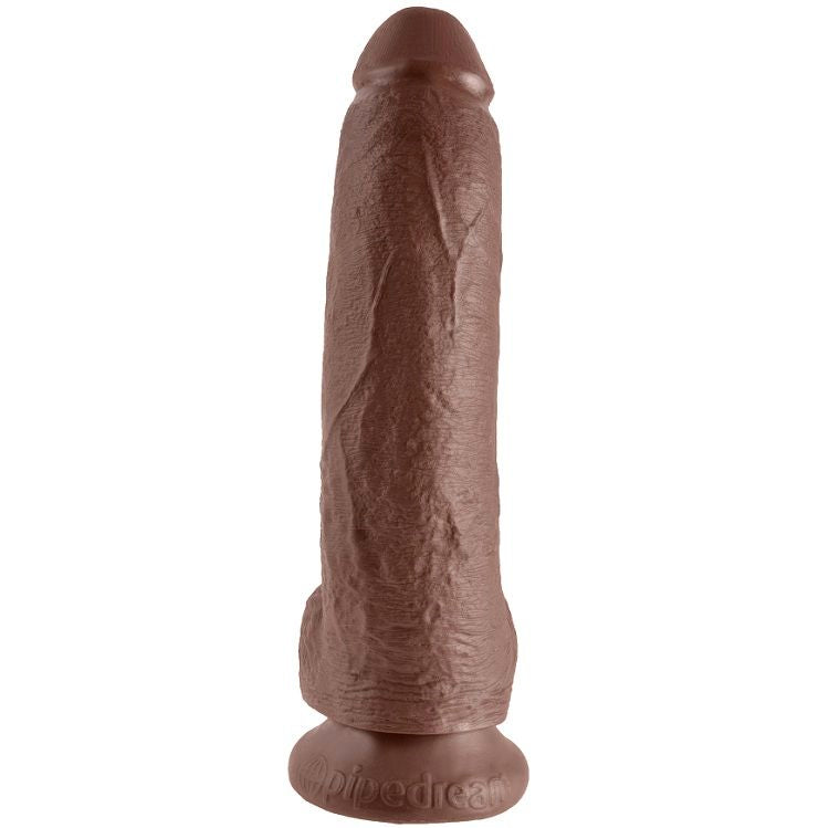 KING COCK - 9 DILDO RJAV Z JAJČKI 22,9 CM