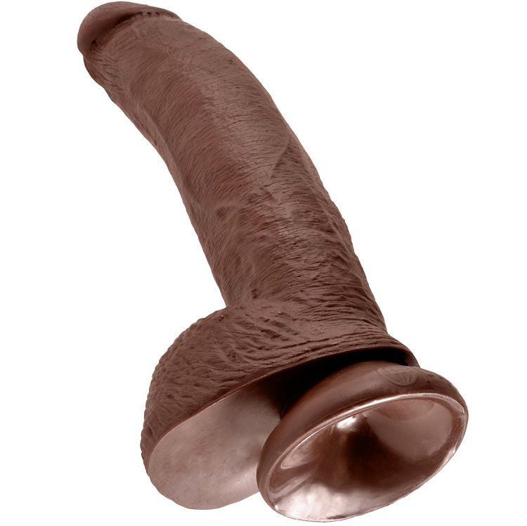 KING COCK - 9 DILDO RJAV Z JAJČKI 22,9 CM