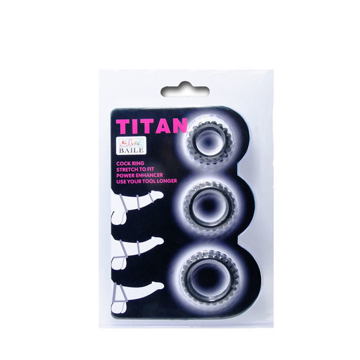 BAILE - TITAN SET 3PCS PETELINJI OBROČEK ČRN 2.8 + 2.4 + 1.9 CM