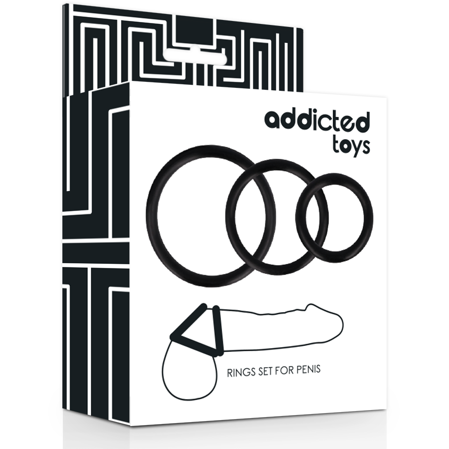 Komplet obročkov za penis Addicted Toys - Rings Set, črna