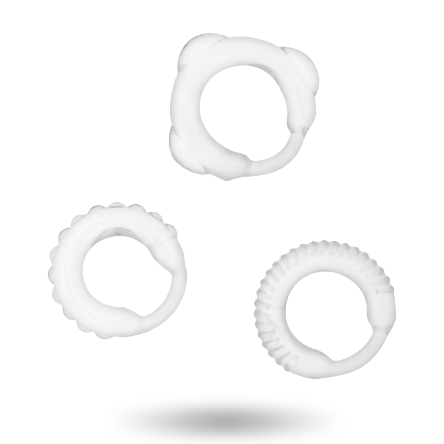 Set obročkov za penis Addicted Toys - C-Rings, prozorna