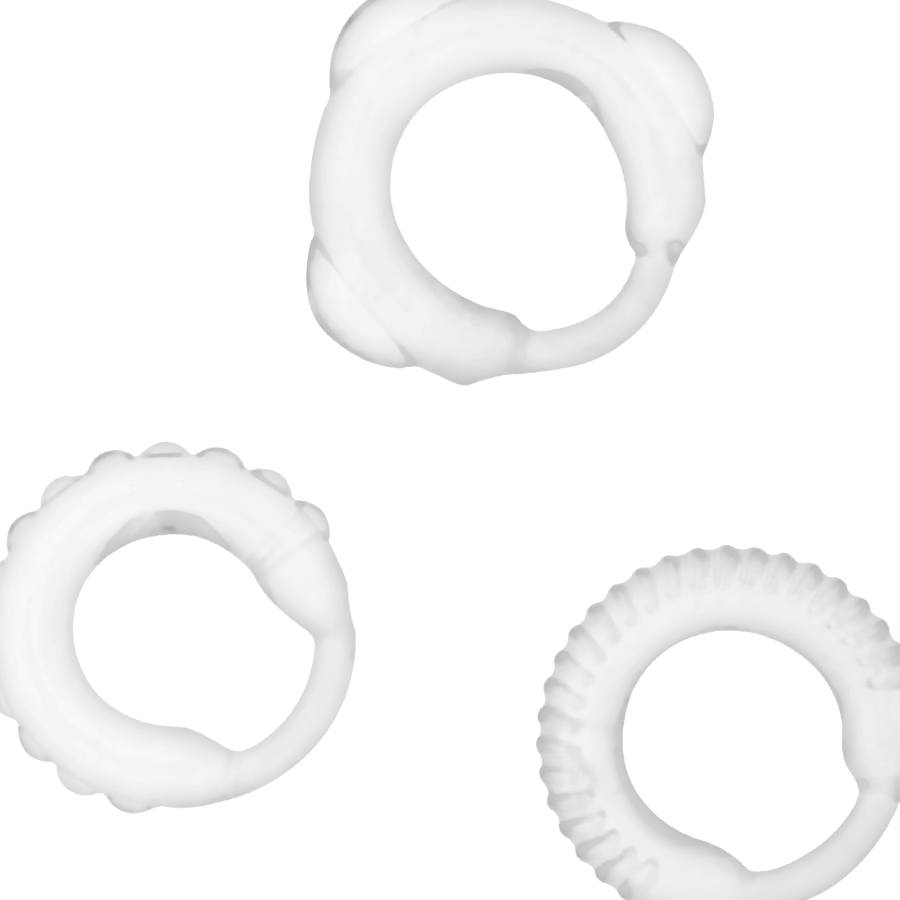 Set obročkov za penis Addicted Toys - C-Rings, prozorna