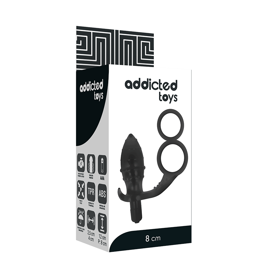 Analni čep z dvojnim obročkom za penis Addicted Toys 1