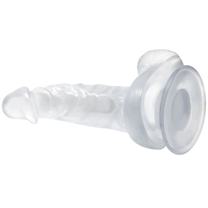 BAILE - REALISTIČEN DILDO S PRISESKOM IN TESTISI 16,7 CM PROZOREN