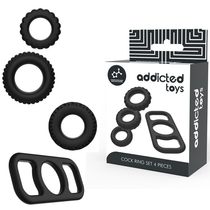 Komplet obročkov za penis Addicted Toys, 4 kos