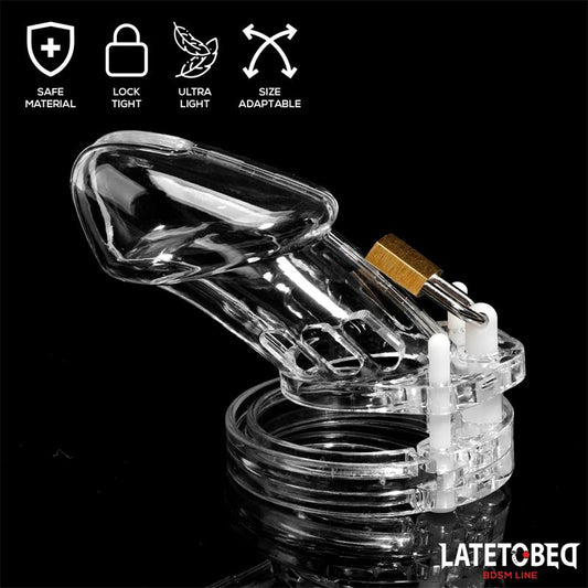 LATETOBED BDSM LINE Chastity Cage Universal Long Clear