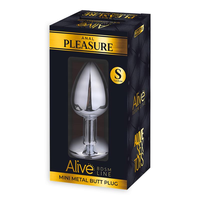 Metal Butt Plug with White Jewel Size S