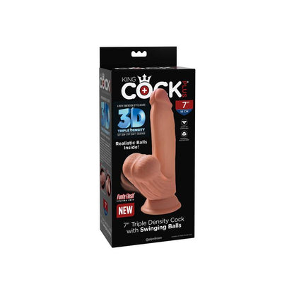 Triple Density Dildo with Swinging Balls 7 Caramel