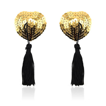 Heart Nipple Cover with Gold Sequins