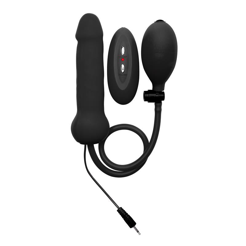 Shots Ouch Inflatable Vibrating Silicone Dong Black