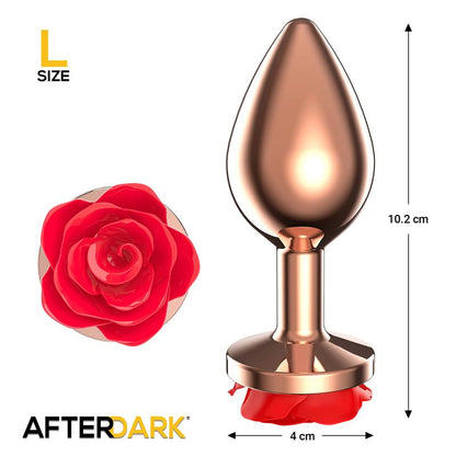 Rose Gold Anal Plugh with Red Rose Base size L
