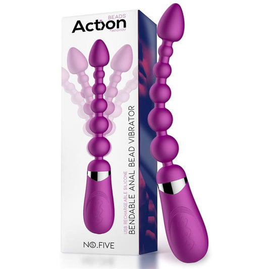 No Five Bendable Anal Beads and Vibrator USB Silicone