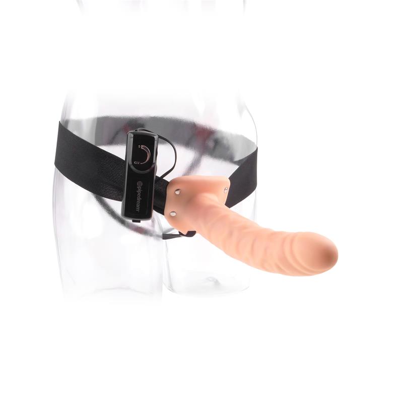 Strap On with Vibrating Hollow Dildo Flesh