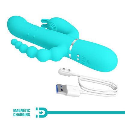 Cammy Tripple Rabbit Vibrator with Beads Turquoise