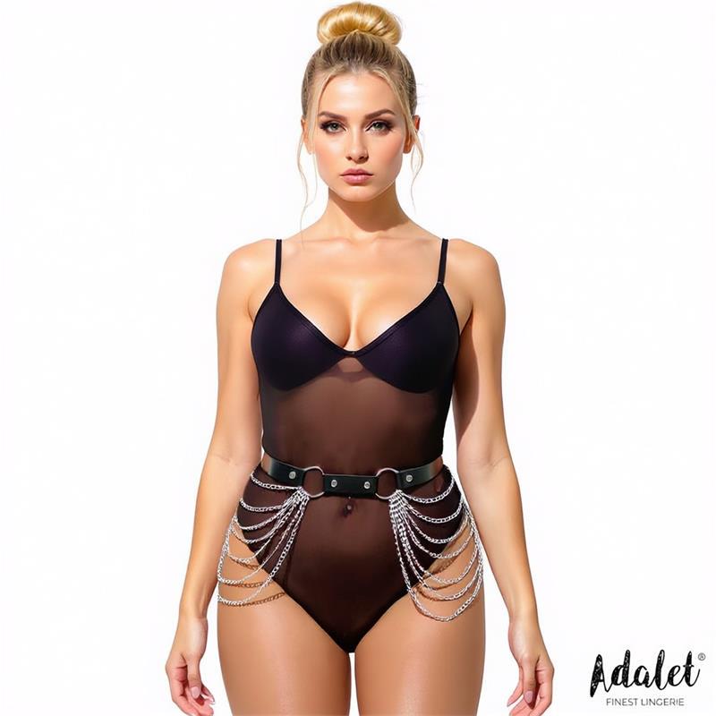 Nadine Vegan Leather Belt Harness Chain One size